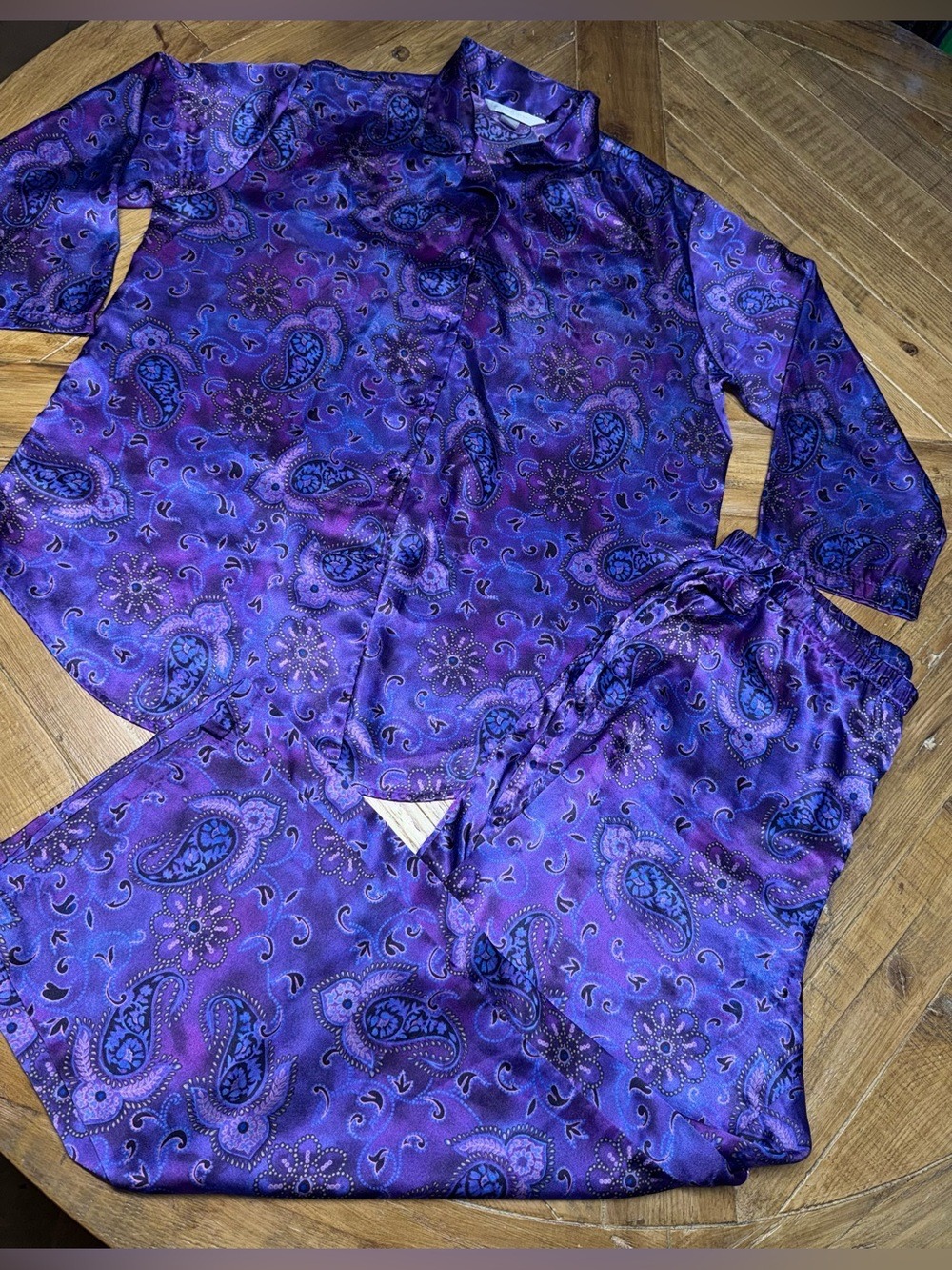 Cacique Silky Purple Paisley Pajama Set - Size 14/16
